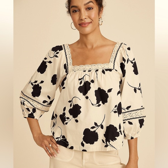 Maurices Tops - Maurices Crocheted Trim Peasant Top